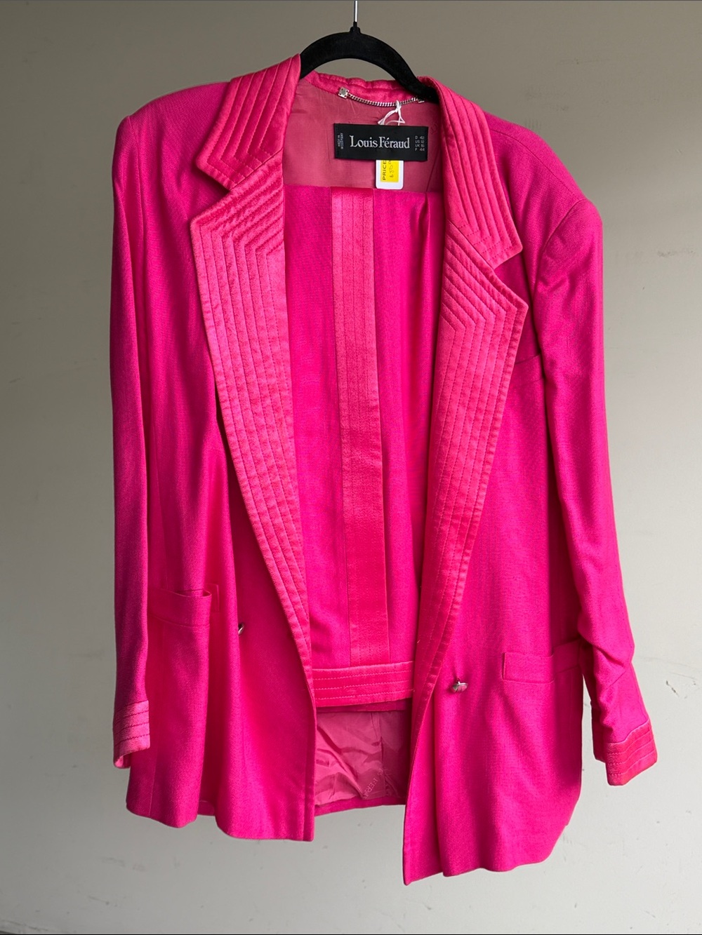 Louis Feraud Hot Pink Quilted-Lapel Blazer Suit